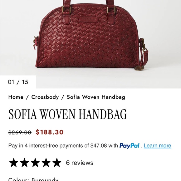 WanderersTravel Co. Sofia Woven Burgundy Leather Satchel ECU! - Picture 15 of 15